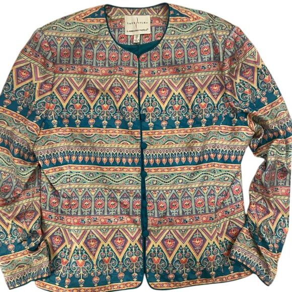Vintage Adrianna Papell 100% Silk Pastel Floral Jacket Size‎ 14 - Picture 1 of 6